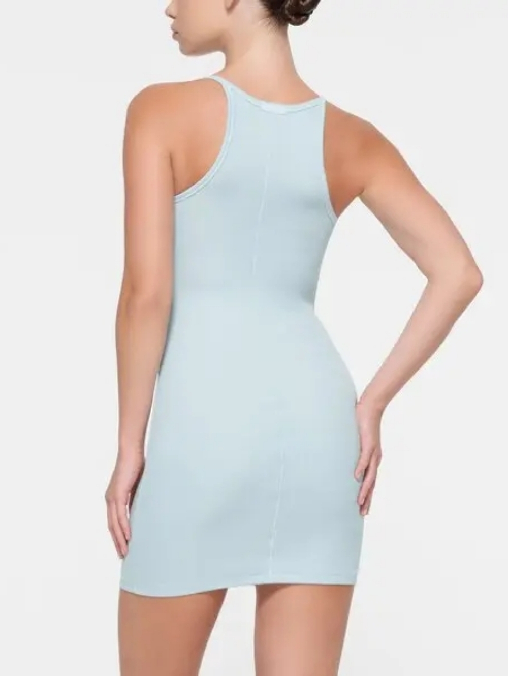 Skims Cotton Rib Mini Dress Opal Blue Size Small - Picture 2 of 7